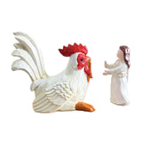 Maxbell Rooster and Girl Statue Desktop Figure Realistic Crafts for Home Shelf Decor