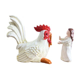 Maxbell Rooster and Girl Statue Desktop Figure Realistic Crafts for Home Shelf Decor