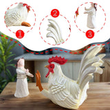 Maxbell Rooster and Girl Statue Desktop Figure Realistic Crafts for Home Shelf Decor