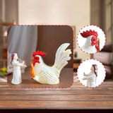 Maxbell Rooster and Girl Statue Desktop Figure Realistic Crafts for Home Shelf Decor