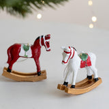 Maxbell Christmas Horse Statue Adorable Table Decoration for Garden Balcony Entrance White