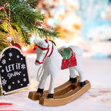 Maxbell Christmas Horse Statue Adorable Table Decoration for Garden Balcony Entrance White