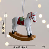Maxbell Christmas Horse Statue Adorable Table Decoration for Garden Balcony Entrance White
