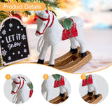 Maxbell Christmas Horse Statue Adorable Table Decoration for Garden Balcony Entrance White