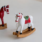 Maxbell Christmas Horse Statue Adorable Table Decoration for Garden Balcony Entrance White