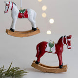 Maxbell Christmas Horse Statue Adorable Table Decoration for Garden Balcony Entrance White
