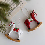 Maxbell Christmas Horse Statue Adorable Table Decoration for Garden Balcony Entrance White