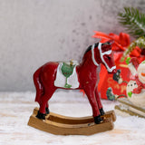 Maxbell Christmas Horse Statue Adorable Table Decoration for Garden Balcony Entrance Red