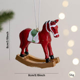 Maxbell Christmas Horse Statue Adorable Table Decoration for Garden Balcony Entrance Red
