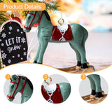 Maxbell Christmas Horse Statue Adorable Table Decoration for Garden Balcony Entrance Green