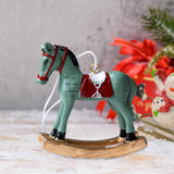 Maxbell Christmas Horse Statue Adorable Table Decoration for Garden Balcony Entrance Green