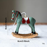 Maxbell Christmas Horse Statue Adorable Table Decoration for Garden Balcony Entrance Green
