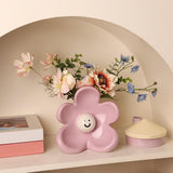 Maxbell Flower Vase Unique Cute Smiling Face Plant Pot for Porch Bedroom Dining Room pink