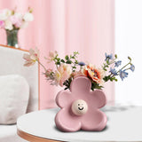 Maxbell Flower Vase Unique Cute Smiling Face Plant Pot for Porch Bedroom Dining Room pink