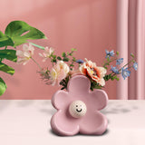 Maxbell Flower Vase Unique Cute Smiling Face Plant Pot for Porch Bedroom Dining Room pink