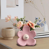 Maxbell Flower Vase Unique Cute Smiling Face Plant Pot for Porch Bedroom Dining Room pink