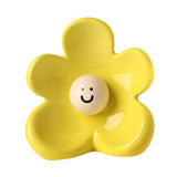 Maxbell Flower Vase Unique Cute Smiling Face Plant Pot for Porch Bedroom Dining Room light yellow
