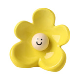 Maxbell Flower Vase Unique Cute Smiling Face Plant Pot for Porch Bedroom Dining Room light yellow