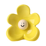 Maxbell Flower Vase Unique Cute Smiling Face Plant Pot for Porch Bedroom Dining Room light yellow