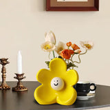 Maxbell Flower Vase Unique Cute Smiling Face Plant Pot for Porch Bedroom Dining Room light yellow
