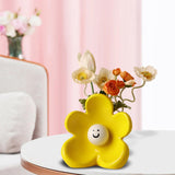 Maxbell Flower Vase Unique Cute Smiling Face Plant Pot for Porch Bedroom Dining Room light yellow