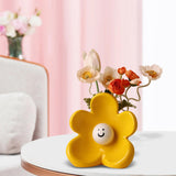 Maxbell Flower Vase Unique Cute Smiling Face Plant Pot for Porch Bedroom Dining Room yellow