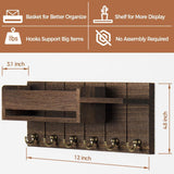 Maxbell Key Holder Wall Mount Rustic Wall Storage Shelf for Dorm Living Room Kitchen