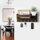 Maxbell Key Holder Wall Mount Rustic Wall Storage Shelf for Dorm Living Room Kitchen