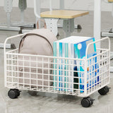 Maxbell Rolling Utility Cart Under Desk Sturdy Portable for Sundries Bedroom Nursery 25cmx48cmx30cm White