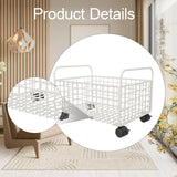 Maxbell Rolling Utility Cart Under Desk Sturdy Portable for Sundries Bedroom Nursery 25cmx48cmx30cm White