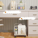 Maxbell Rolling Utility Cart Under Desk Sturdy Portable for Sundries Bedroom Nursery 25cmx48cmx30cm White