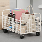 Maxbell Rolling Utility Cart Under Desk Sturdy Portable for Sundries Bedroom Nursery 25cmx38cmx26cm White