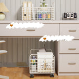 Maxbell Rolling Utility Cart Under Desk Sturdy Portable for Sundries Bedroom Nursery 25cmx38cmx26cm White