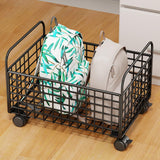 Maxbell Rolling Utility Cart Under Desk Sturdy Portable for Sundries Bedroom Nursery 25cmx48cmx30cm Black