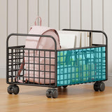Maxbell Rolling Utility Cart Under Desk Sturdy Portable for Sundries Bedroom Nursery 25cmx38cmx26cm Black