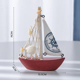 Maxbell Mini Sailboat Model Decoration Art Beach Nautical Design for Bookshelf Table Red
