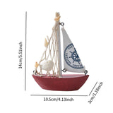Maxbell Mini Sailboat Model Decoration Art Beach Nautical Design for Bookshelf Table Red