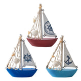 Maxbell Mini Sailboat Model Decoration Art Beach Nautical Design for Bookshelf Table Red