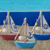 Maxbell Mini Sailboat Model Decoration Art Beach Nautical Design for Bookshelf Table Red