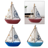 Maxbell Mini Sailboat Model Decoration Art Beach Nautical Design for Bookshelf Table Red