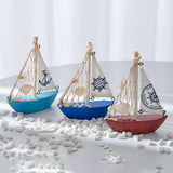 Maxbell Mini Sailboat Model Decoration Art Beach Nautical Design for Bookshelf Table Red