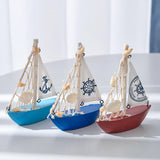 Maxbell Mini Sailboat Model Decoration Art Beach Nautical Design for Bookshelf Table Red