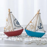Maxbell Mini Sailboat Model Decoration Art Beach Nautical Design for Bookshelf Table Red