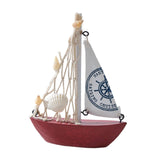Maxbell Mini Sailboat Model Decoration Art Beach Nautical Design for Bookshelf Table Red