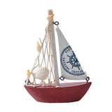 Maxbell Mini Sailboat Model Decoration Art Beach Nautical Design for Bookshelf Table Red
