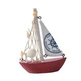 Maxbell Mini Sailboat Model Decoration Art Beach Nautical Design for Bookshelf Table Red