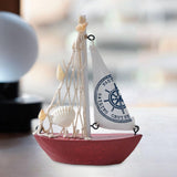 Maxbell Mini Sailboat Model Decoration Art Beach Nautical Design for Bookshelf Table Red