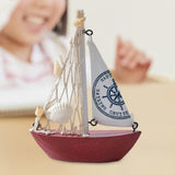 Maxbell Mini Sailboat Model Decoration Art Beach Nautical Design for Bookshelf Table Red