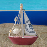 Maxbell Mini Sailboat Model Decoration Art Beach Nautical Design for Bookshelf Table Red