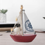 Maxbell Mini Sailboat Model Decoration Art Beach Nautical Design for Bookshelf Table Red